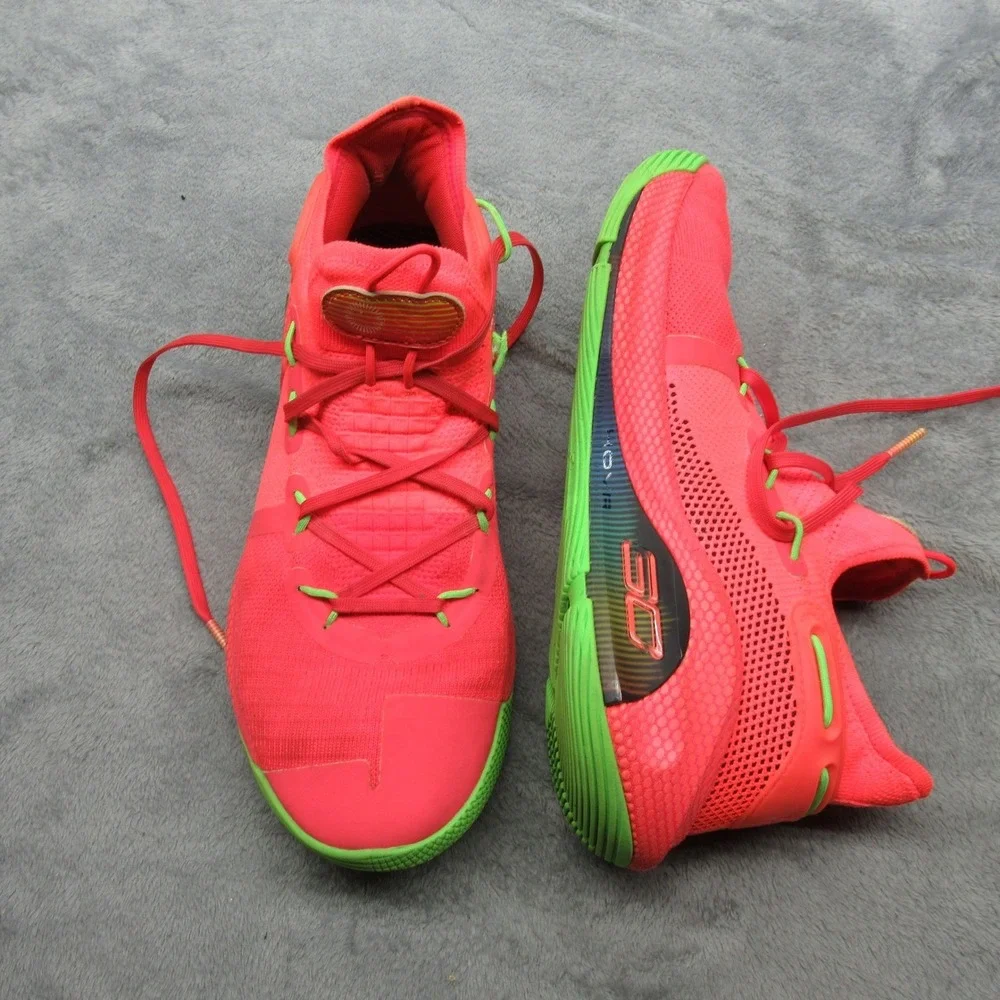 Under Armour Curry 6 Shoes Men 12.5 Salmon Green VI Basketball Chunky Sneakers